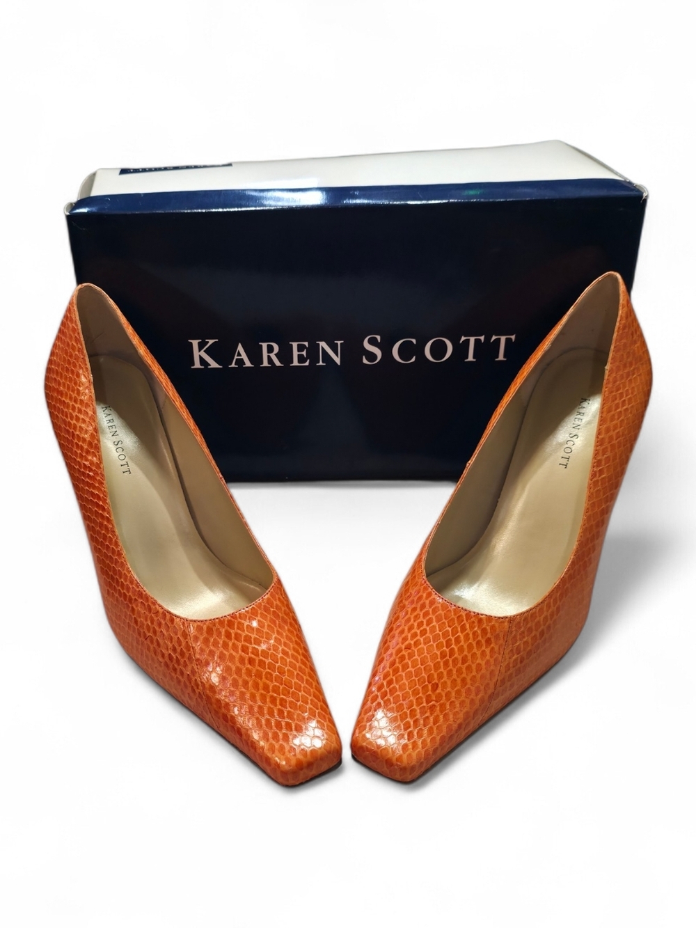 Karen Scott Orange Textured Square-Toe Pumps